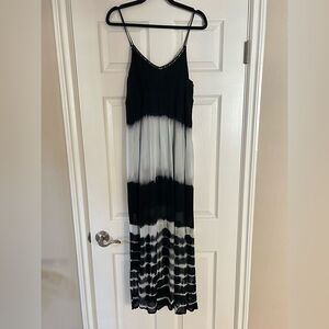 Anthropologie Tie Dye Maxi Dress, EUC, size Small, fully lined & bodice beading